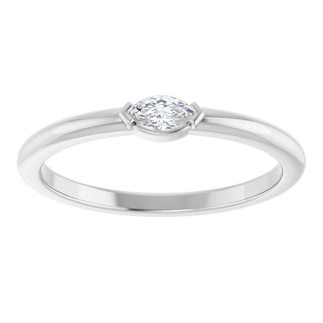 14K White 1/8 CTW Natural Diamond Solitaire Ring