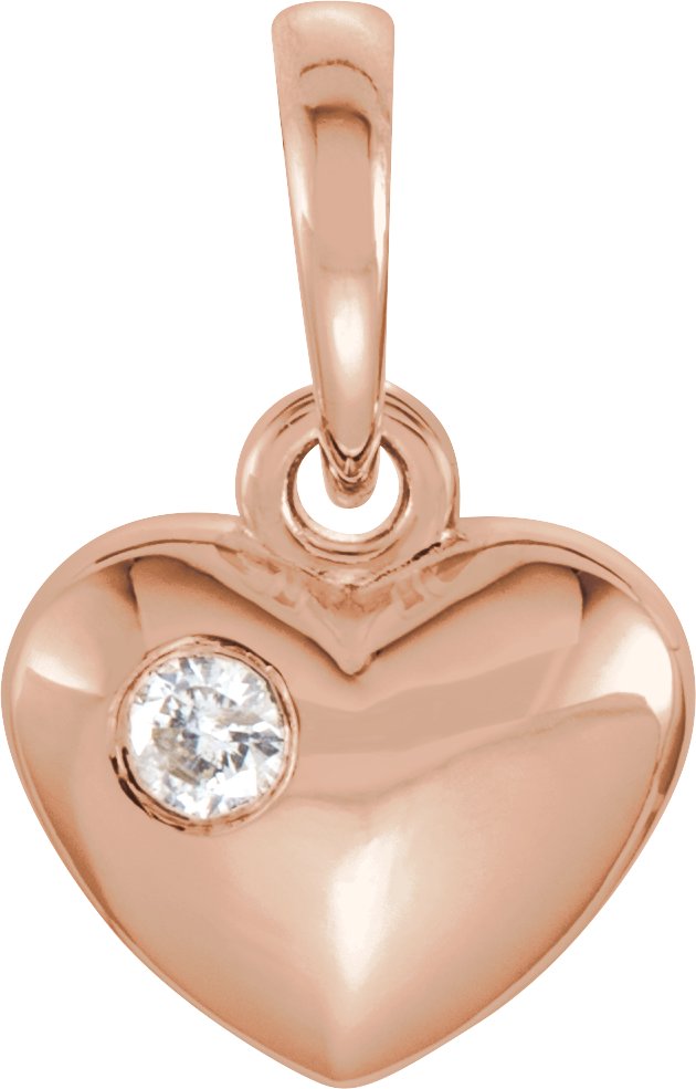 14K Rose .03 CT Diamond 13.55x8.35 mm Heart Pendant