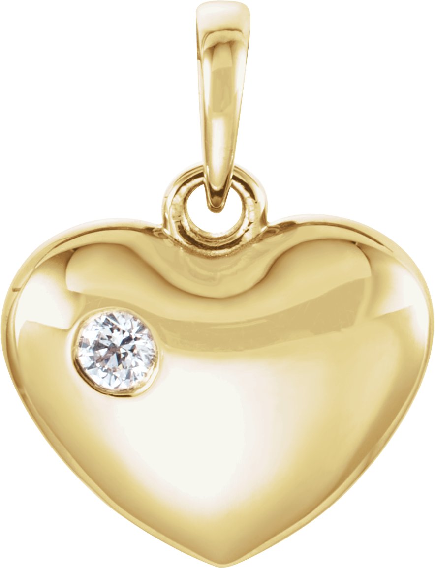 14K Yellow .05 CT Natural Diamond Heart Pendant