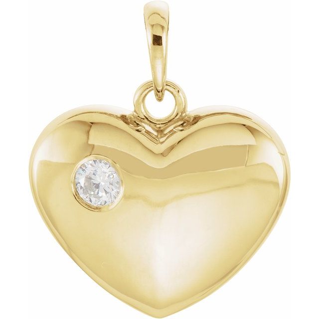 14K Yellow 1/10 CT Natural Diamond Heart Pendant