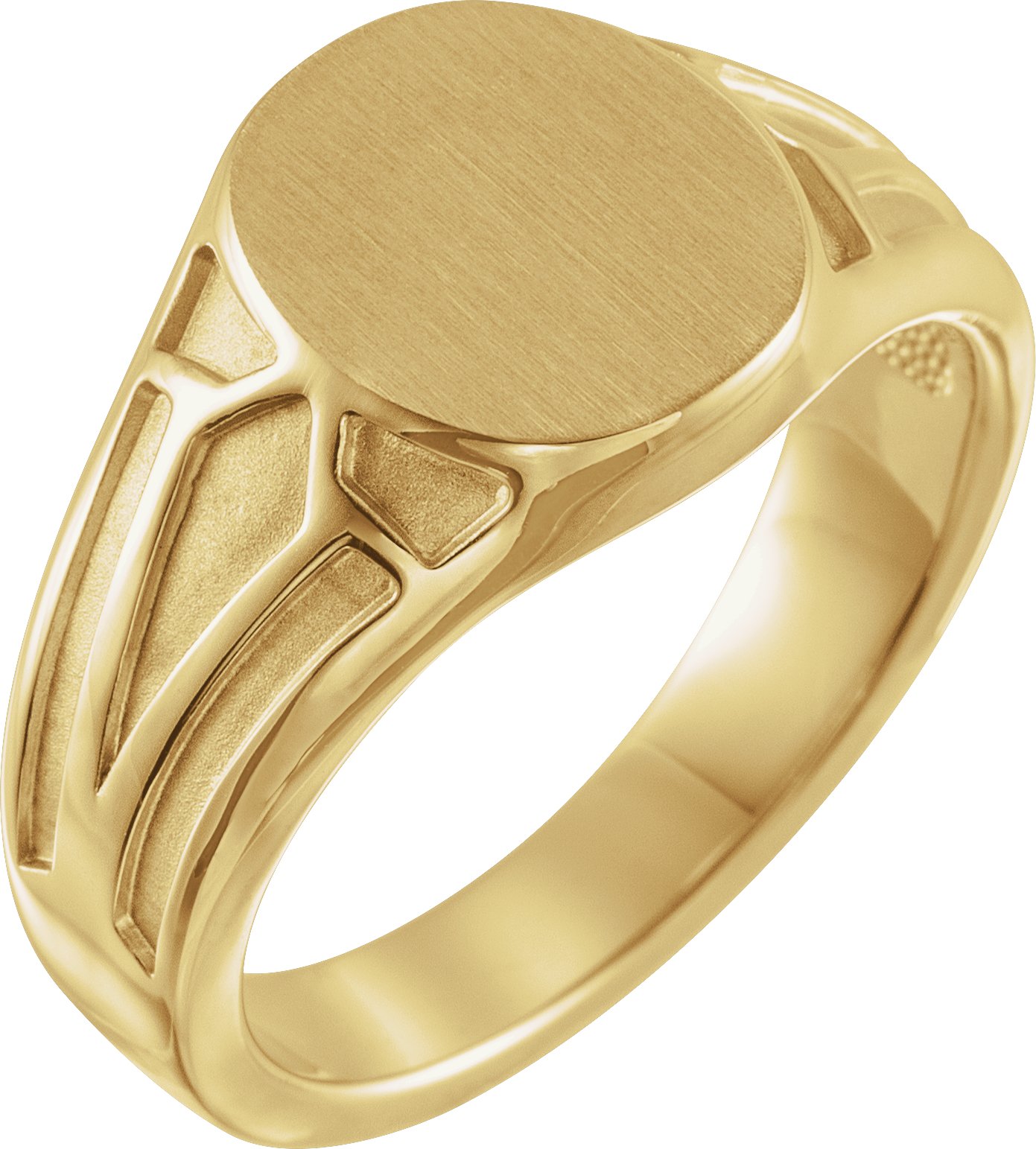 14K Yellow 13x10.5 mm Geometric Signet Ring