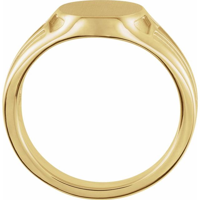 14K Yellow 13x10.5 mm Geometric Signet Ring
