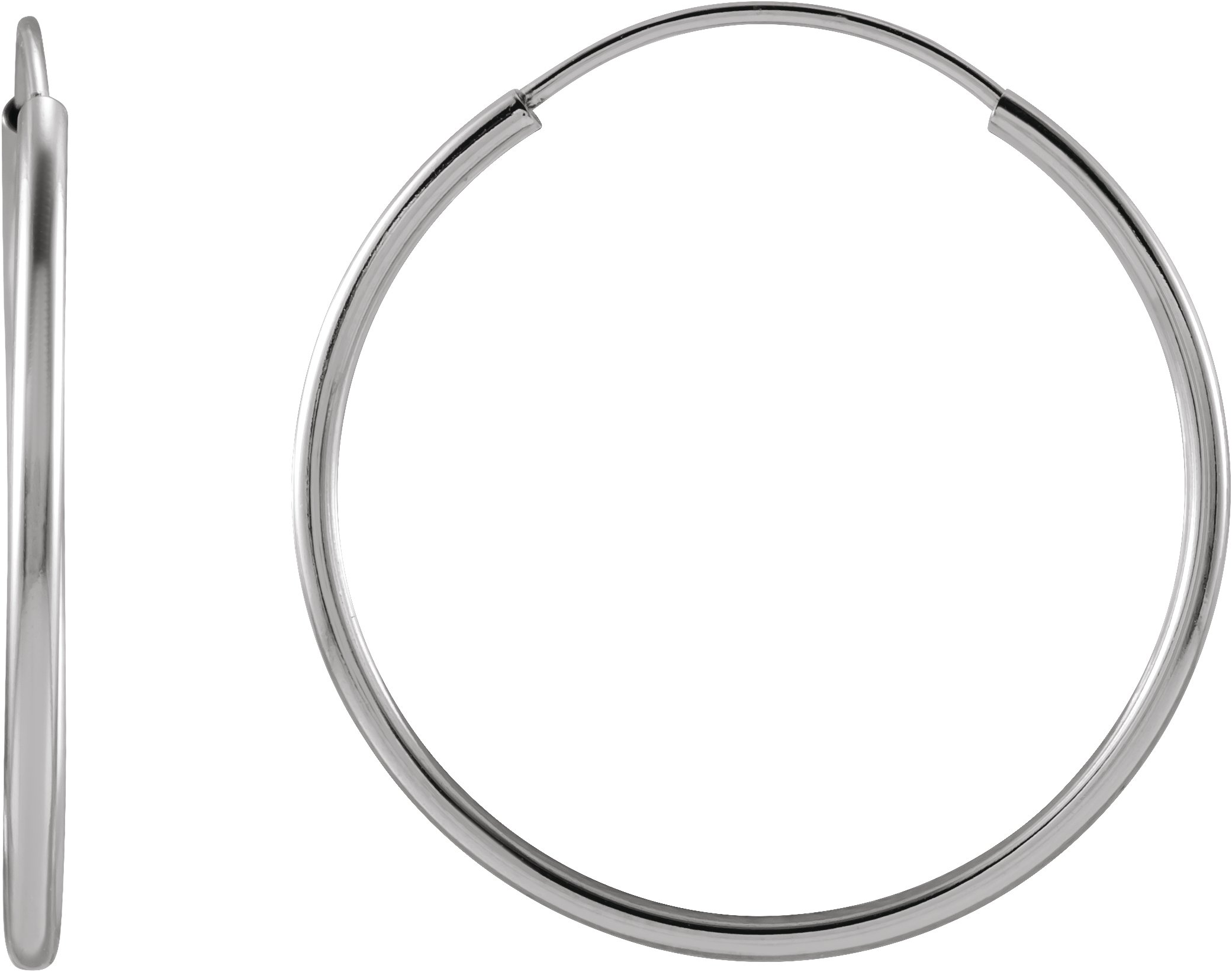 14K White 20 mm Flexible Endless Hoop Earrings Ref. 17393633