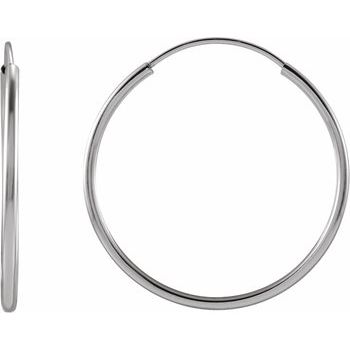 14K White 20 mm Flexible Endless Hoop Earrings Ref. 17393633