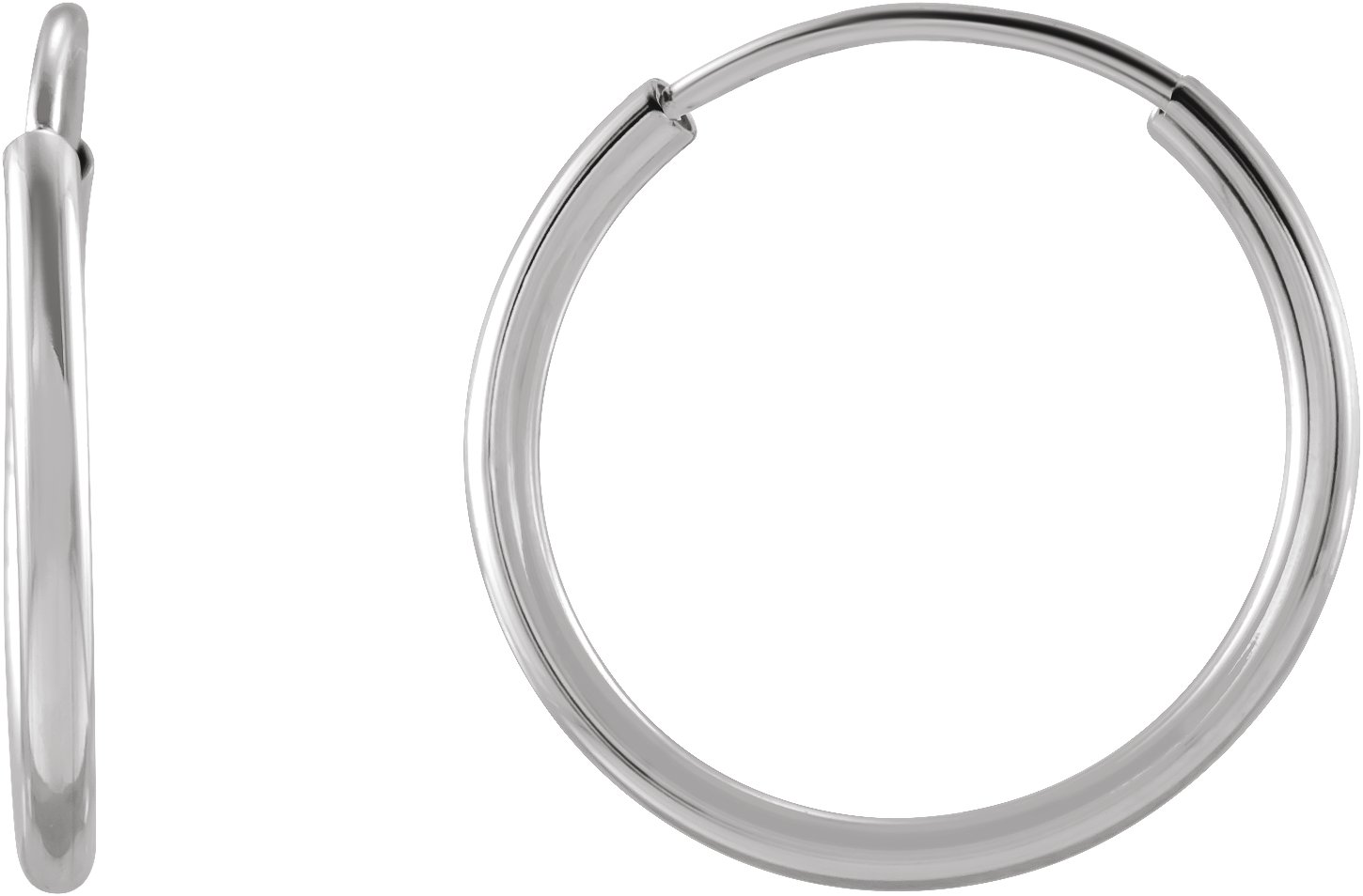 14K White 12 mm Flexible Endless Hoop Earrings Ref. 17393631