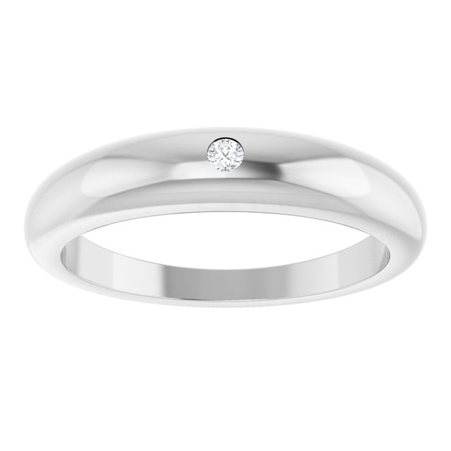 Sterling Silver .03 CT Natural Diamond Petite Dome Ring
