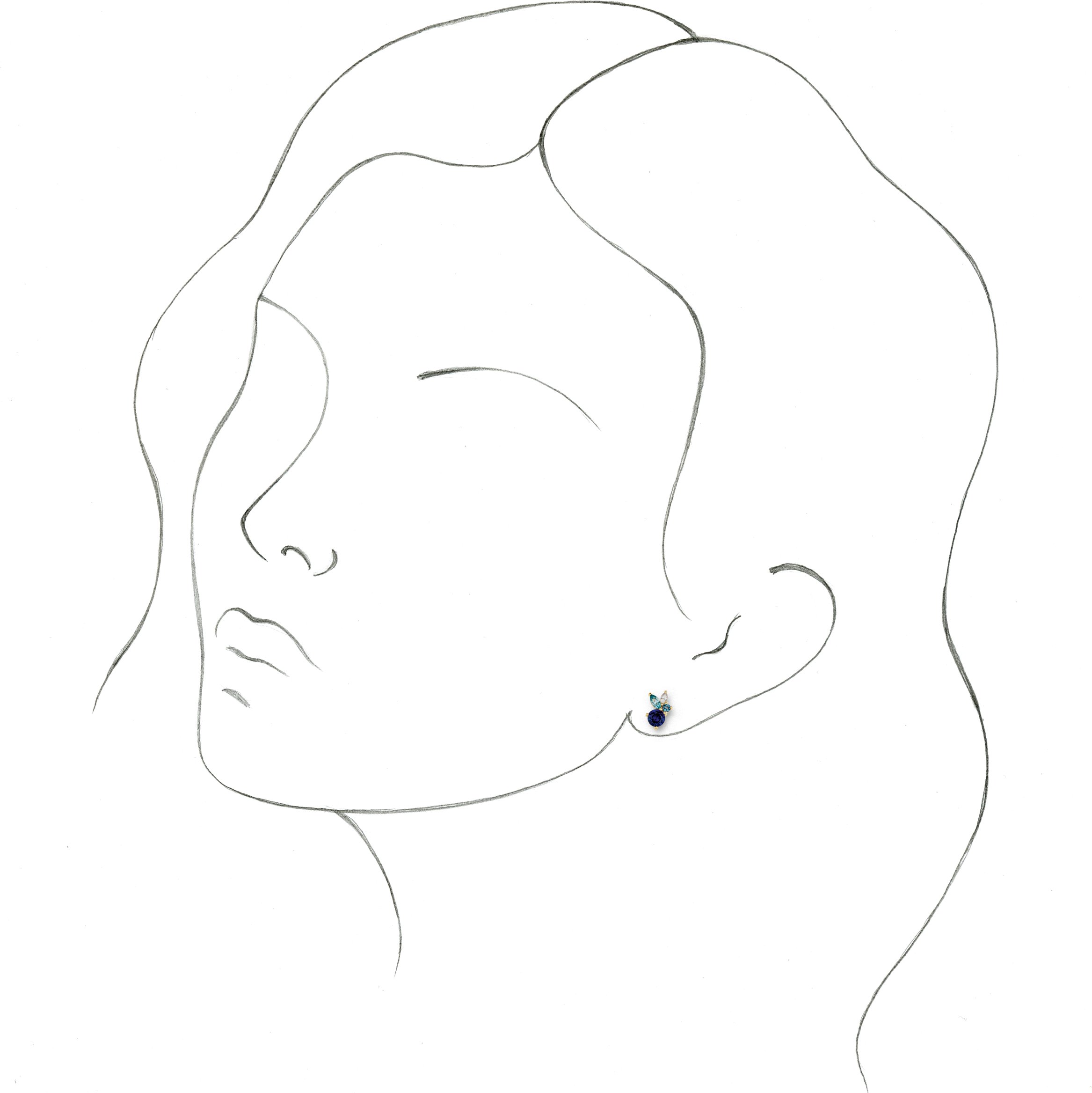 14K Yellow Natural Blue Sapphire, Natural Aquamarine, Natural Blue Zircon & .07 CTW Natural Diamond Earrings-3