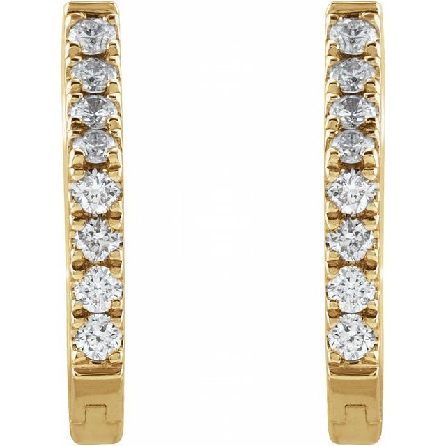14K Yellow 1/8 CTW Natural Diamond Geometric Hinged Huggie Earrings