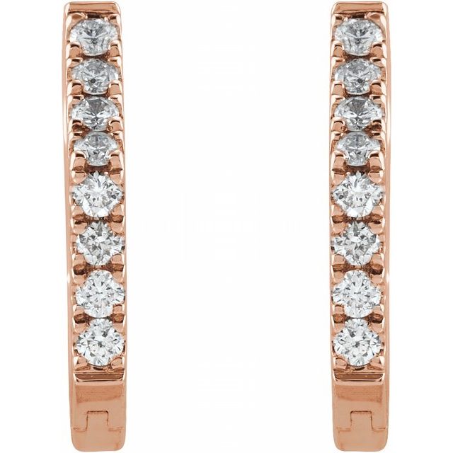 14K Rose 1/8 CTW Diamond Geometric Hinged Huggie Earrings