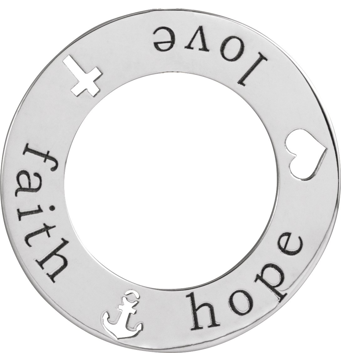 Sterling Silver Faith, Hope, Love Pierced 20 mm Loop Pendant