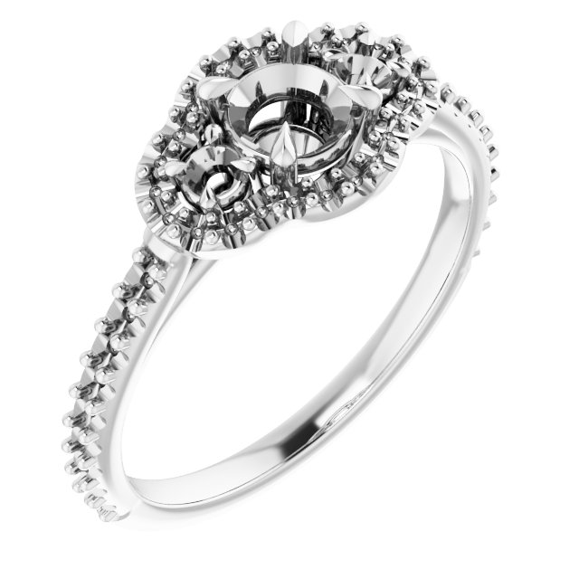 Claw-Prong Halo-Style Engagement Ring