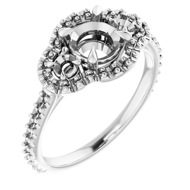 Claw-Prong Halo-Style Engagement Ring