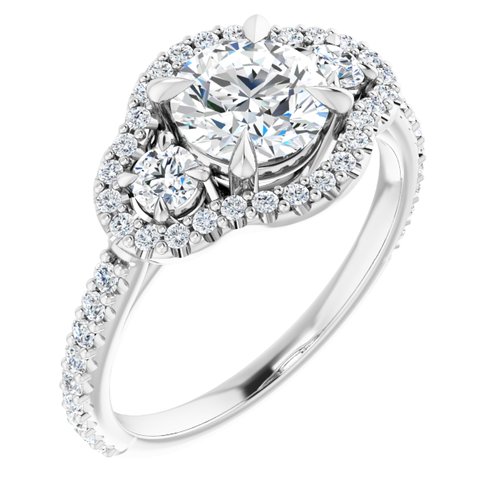 14K White Round 1 ct Engagement Ring
