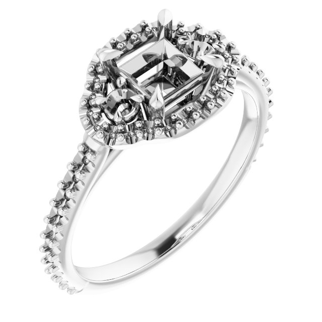 Claw-Prong Halo-Style Engagement Ring