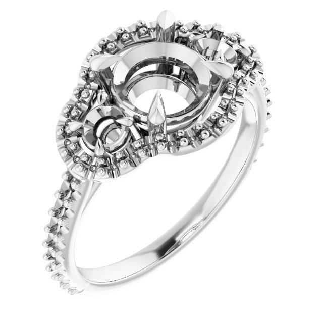 Claw-Prong Halo-Style Engagement Ring