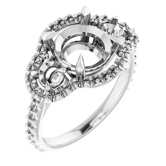 Claw-Prong Halo-Style Engagement Ring