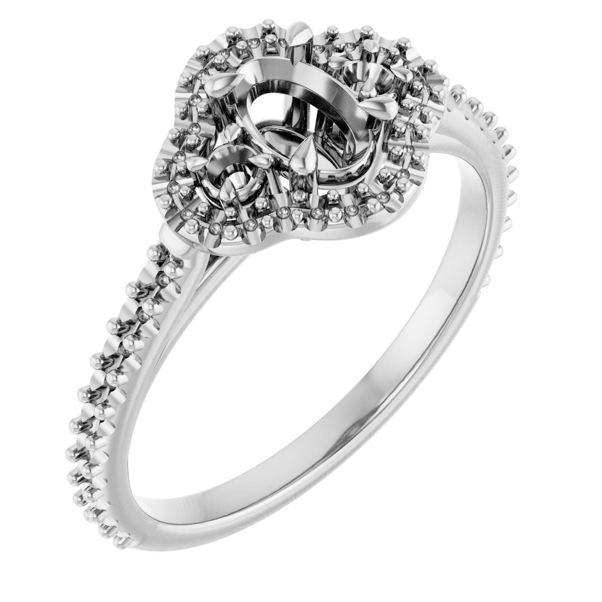 Claw-Prong Halo-Style Engagement Ring