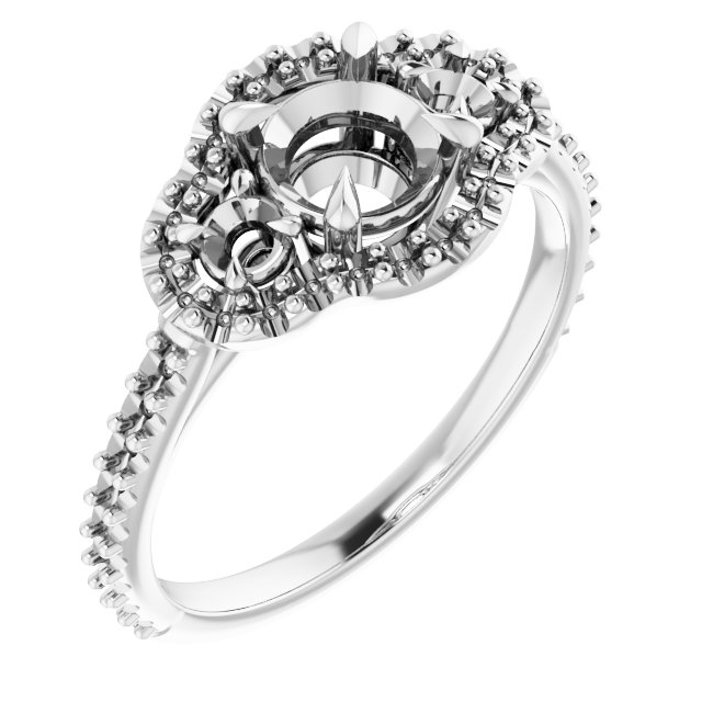 Claw-Prong Halo-Style Engagement Ring