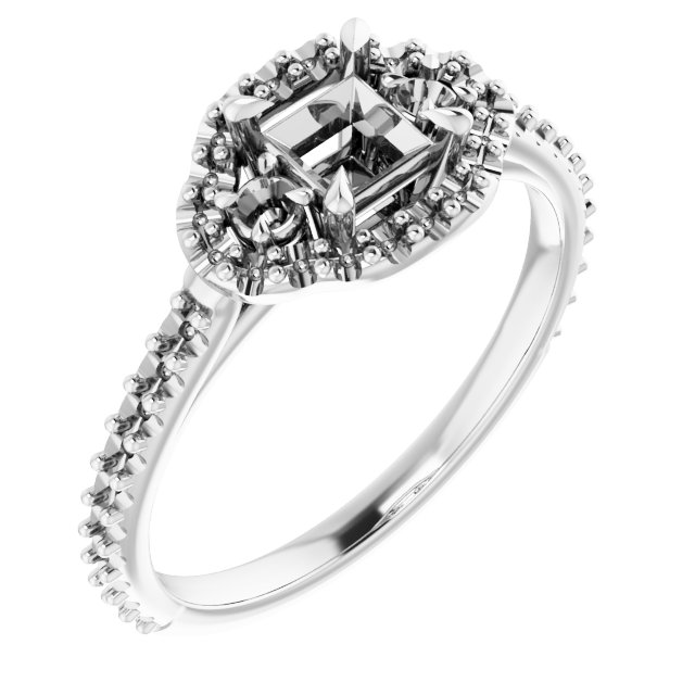 Claw-Prong Halo-Style Engagement Ring