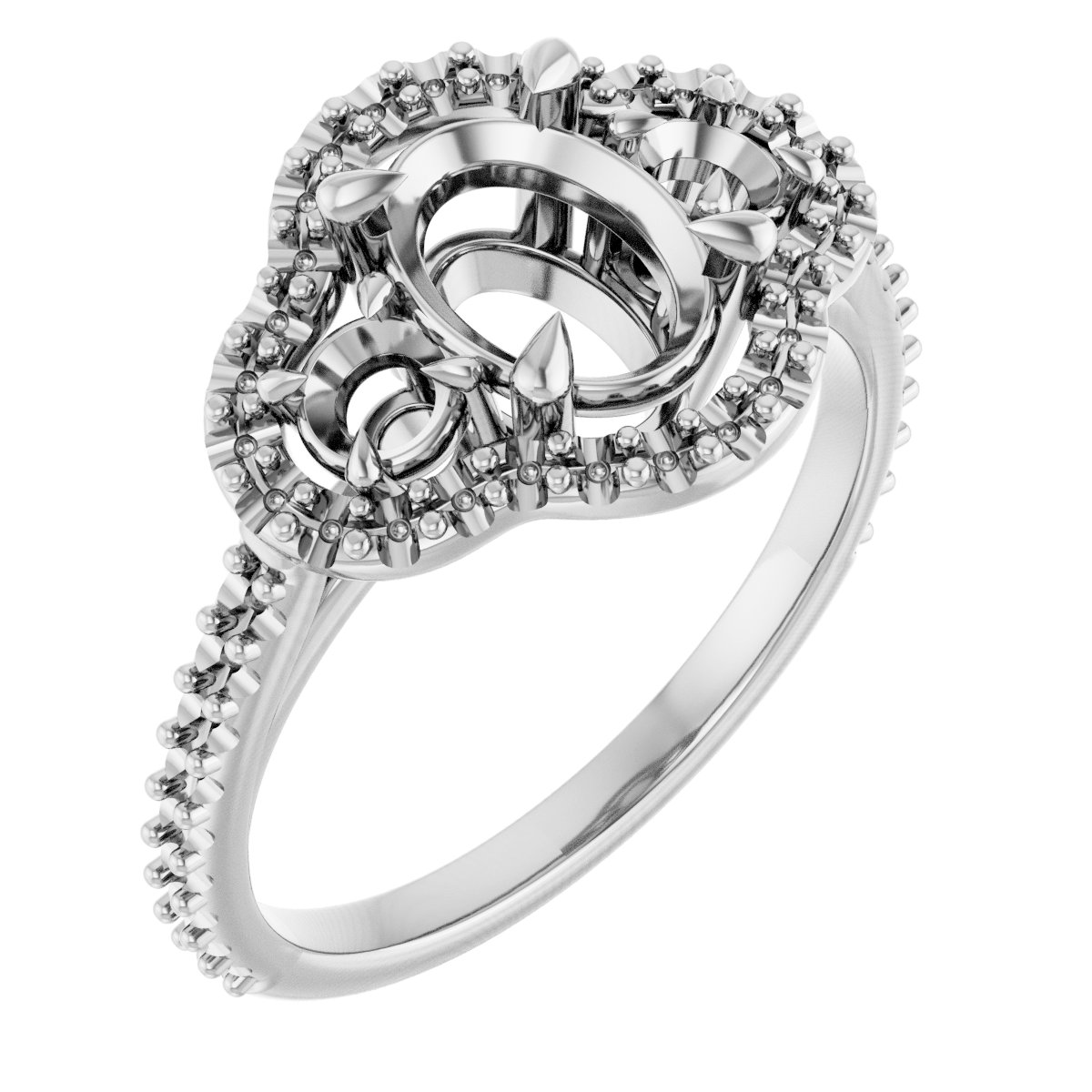 Claw-Prong Halo-Style Engagement Ring