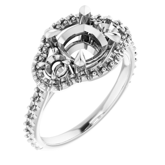 Claw-Prong Halo-Style Engagement Ring