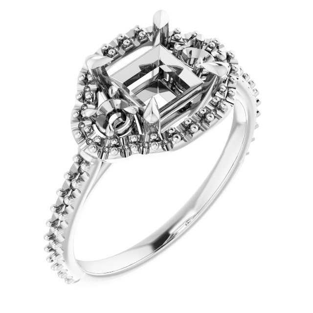 Claw-Prong Halo-Style Engagement Ring