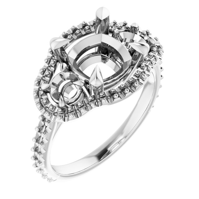 Claw-Prong Halo-Style Engagement Ring