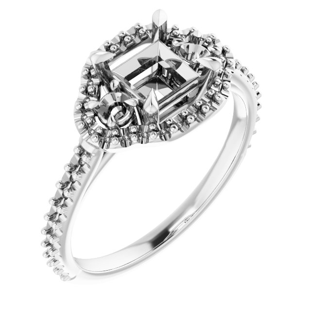 Claw-Prong Halo-Style Engagement Ring
