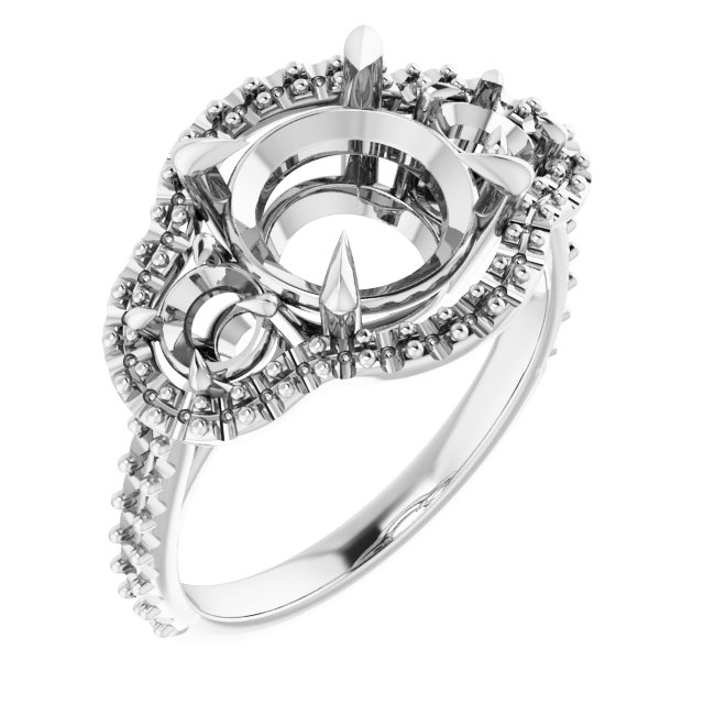 Claw-Prong Halo-Style Engagement Ring