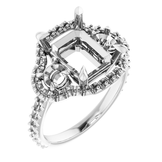 Claw-Prong Halo-Style Engagement Ring