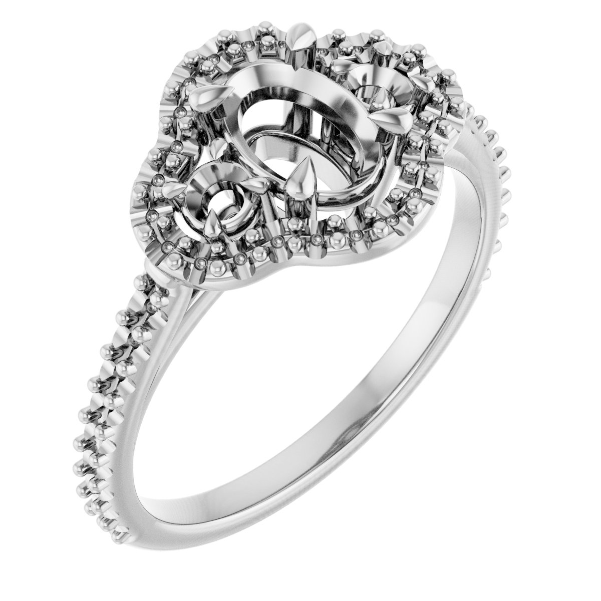Claw-Prong Halo-Style Engagement Ring