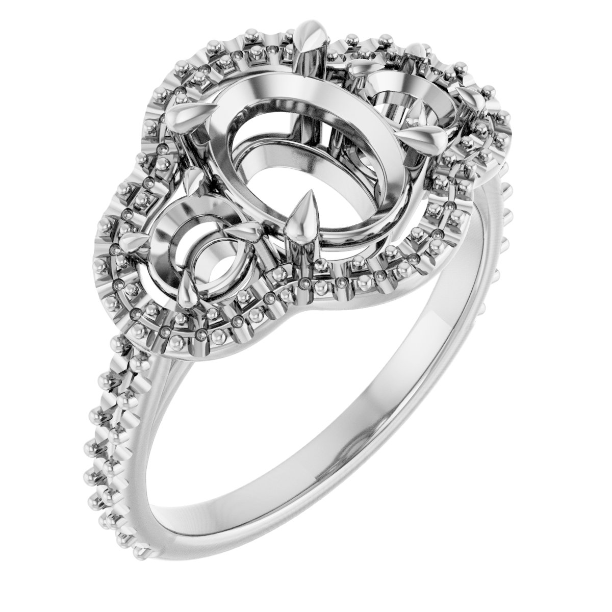 Claw-Prong Halo-Style Engagement Ring