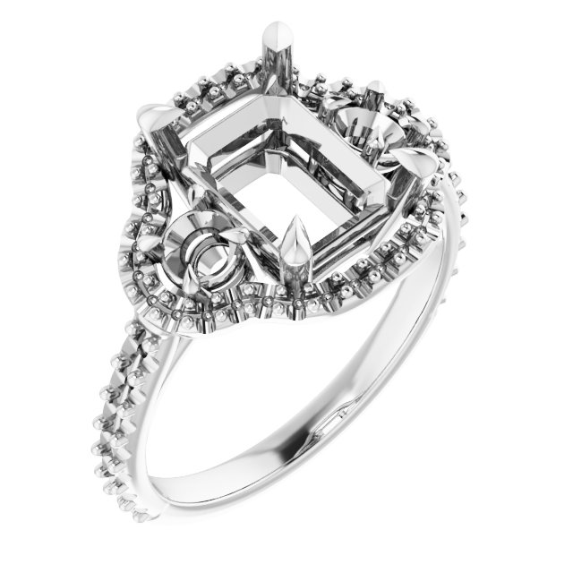 Claw-Prong Halo-Style Engagement Ring