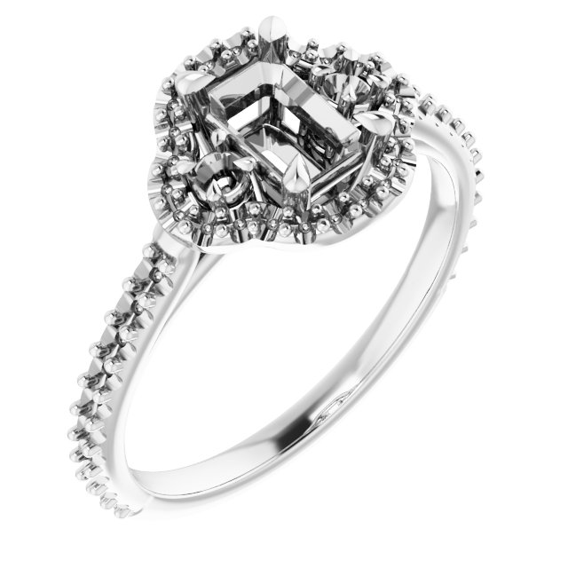 Claw-Prong Halo-Style Engagement Ring