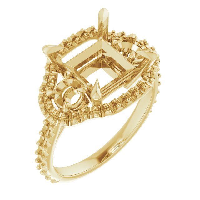 18K Yellow Gold 8 mm Square Engagement Ring Mounting