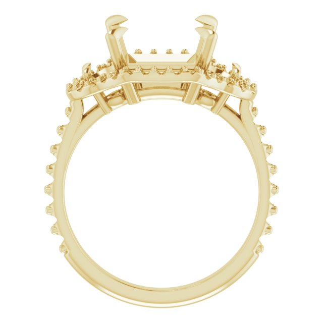 18K Yellow Gold 8 mm Square Engagement Ring Mounting