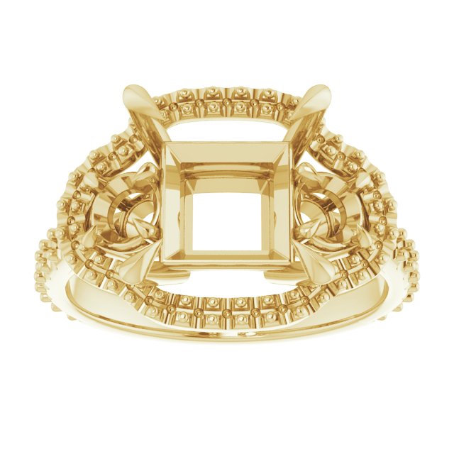 18K Yellow Gold 8 mm Square Engagement Ring Mounting
