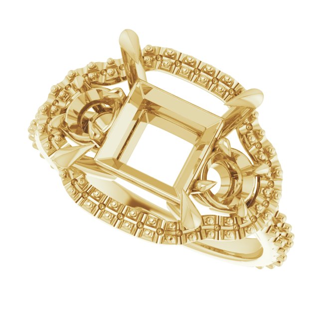 18K Yellow Gold 8 mm Square Engagement Ring Mounting
