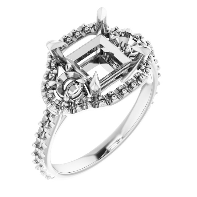 Claw-Prong Halo-Style Engagement Ring