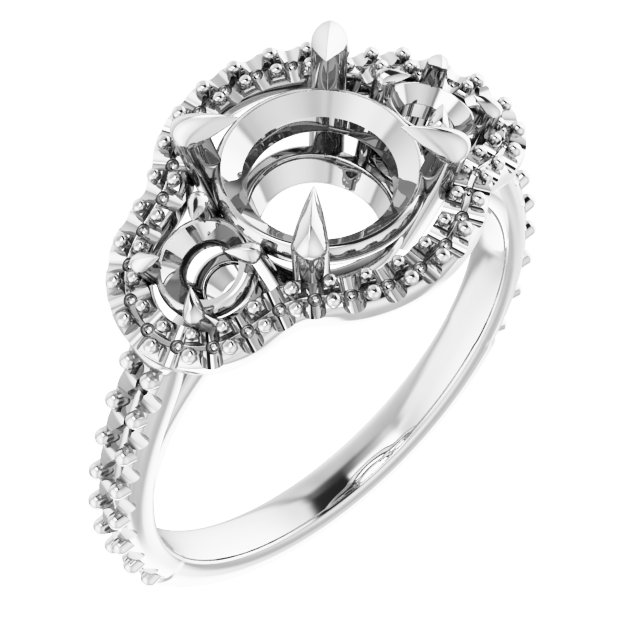 Claw-Prong Halo-Style Engagement Ring