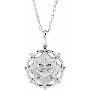 14K White Sacred Heart 18" Necklace