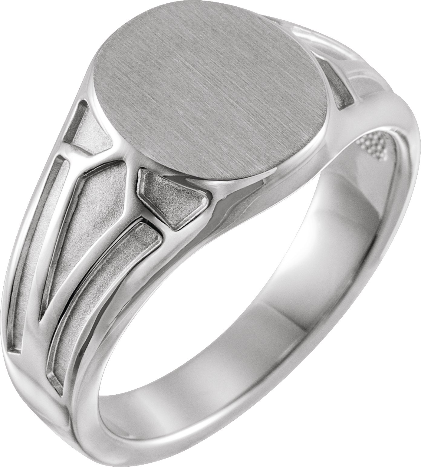 Sterling Silver 13x10.5 mm Geometric Signet Ring