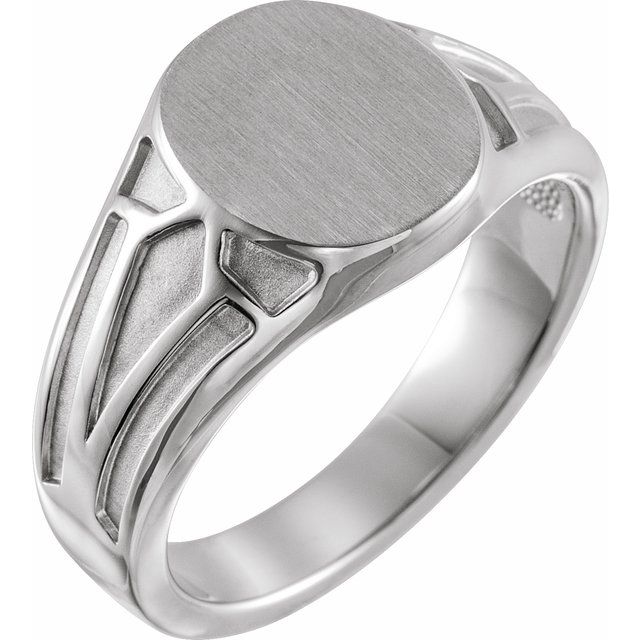 Sterling Silver 13x10.5 mm Geometric Signet Ring