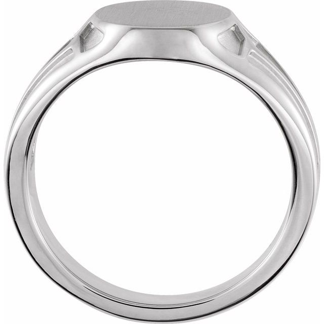 14K White 13x10.5 mm Geometric Signet Ring