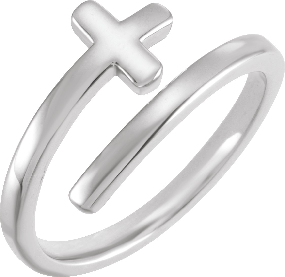 14K White Engravable Sideways Cross Ring