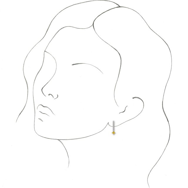 14K White Natural Yellow Sapphire Bar Drop Earrings
