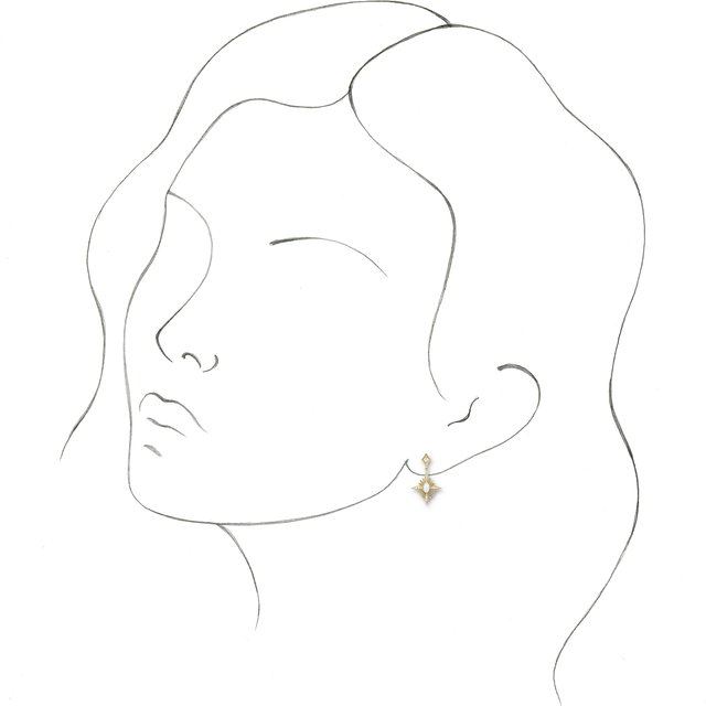 14K Yellow Natural White Opal & 1/6 CTW Natural Diamond Star Earrings