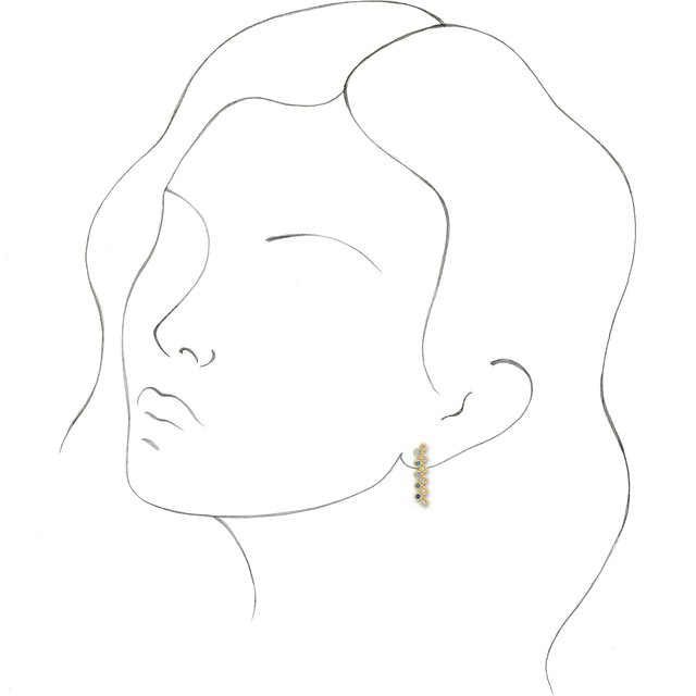 14K Yellow Natural Blue Multi-Gemstone & 1/10 CTW Natural Diamond Bezel-Set Bar Earrings