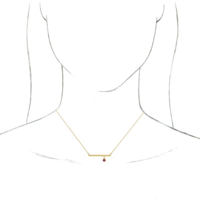 14K Yellow Lab-Grown Ruby Bezel-Set Bar 16 Necklace