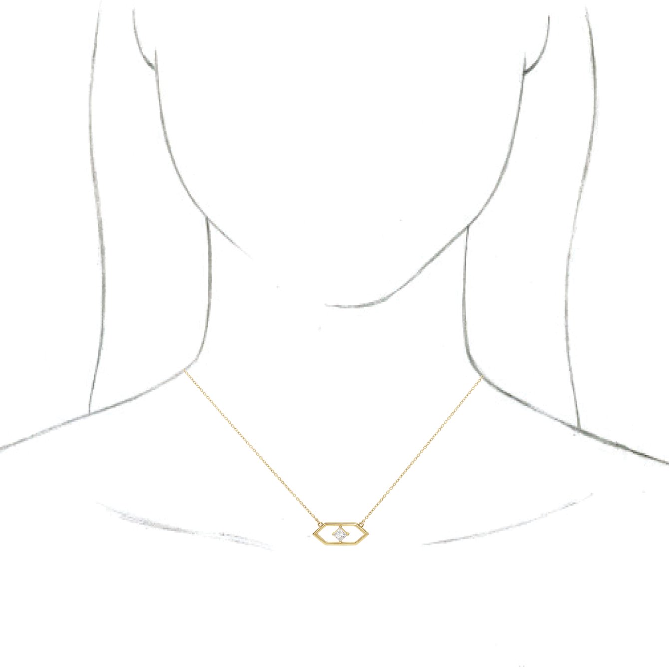 14K Yellow 1/4 CTW Diamond Geometric 18 Necklace